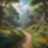 A vibrant landscape from a popular Pokémon-type game showcasing diverse terrains.