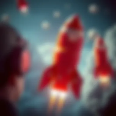 A visual representation of rocket ship game mechanics in action