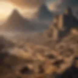 A historical landscape depicting ancient civilization warfare