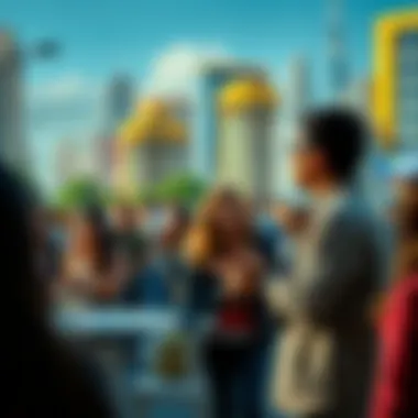 A vibrant community of players interacting in SimCity