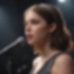 Teenage singer performing live on stage