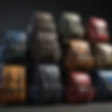 Diverse Collection of Final Fantasy Backpacks A collection of various Final Fantasy backpacks displayed together.