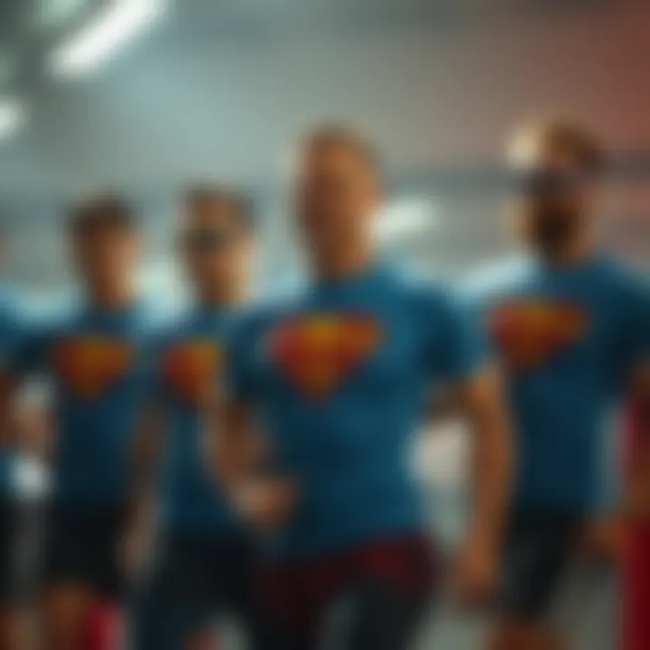 Group of athletes in superhero-themed outfits