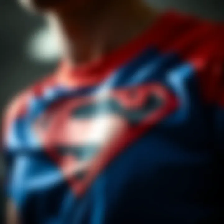 Close-up of superhero logo on athletic gear