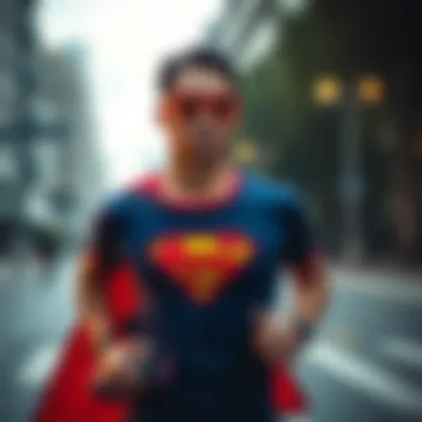 Runner showcasing vibrant superhero attire