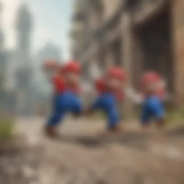 An engaging multiplayer moment featuring Mario characters in action