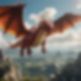 Majestic Dragon Pokemon soaring through the sky