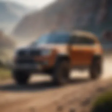 A powerful SUV navigating through rugged terrain