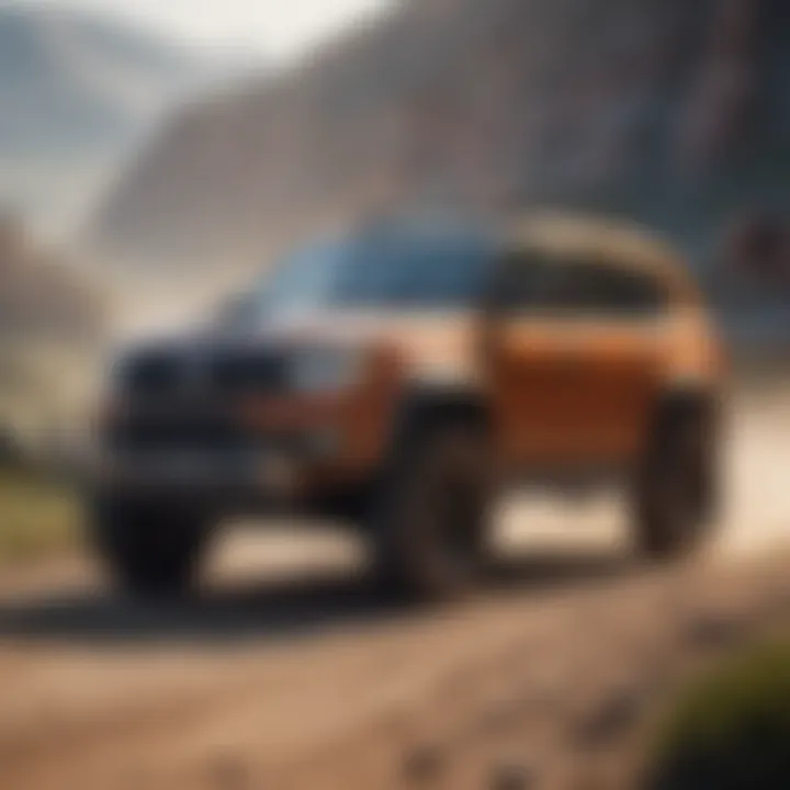 A powerful SUV navigating through rugged terrain