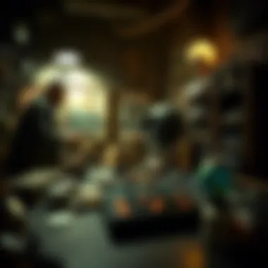 An intricate game setup featuring clues and elements that enhance the mystery experience