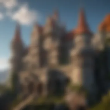 A stunning Minecraft castle built with intricate designs and landscapes.