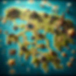 An intricate map of the One Piece RPG world showcasing various regions and landmarks.