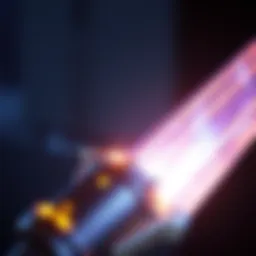 A digital representation of a mind craft sword glowing with energy