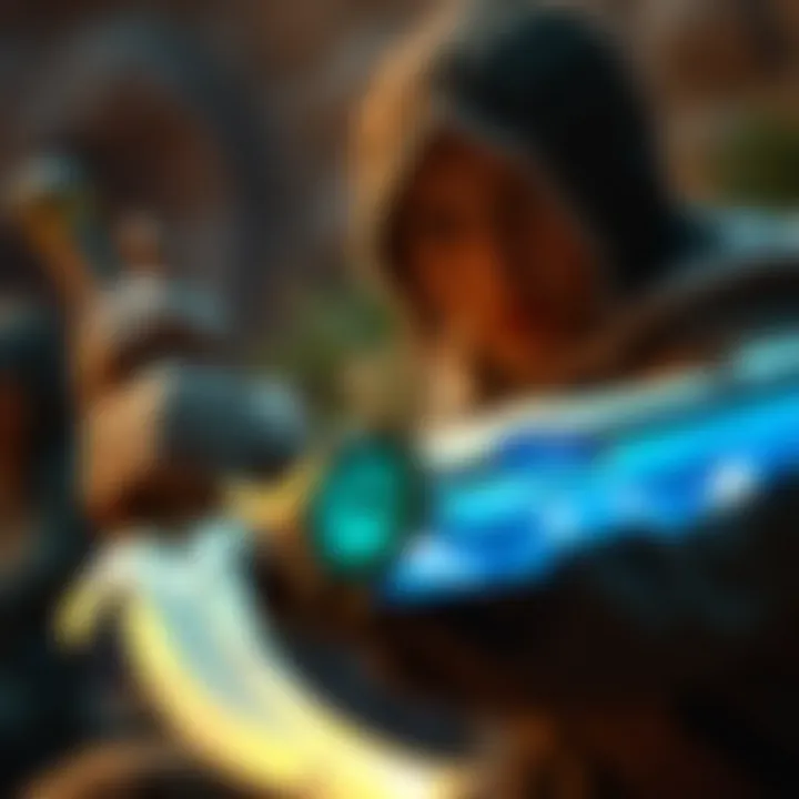 A player immersed in a game, wielding a mind craft sword