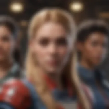 Diversity in Multiplayer Game Genres A diverse group of avatars representing various game genres within a multiplayer environment.