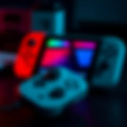 Vibrant OLED Display of Joy-Con Controllers Joy-Con controllers showcasing vibrant OLED display