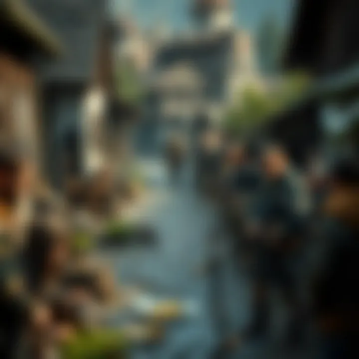 Life in a Skyrim Settlement A vibrant scene of a bustling Skyrim town with NPCs