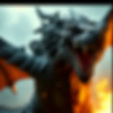 Epic Battle with a Dragon A close-up of a character engaging in combat with a dragon