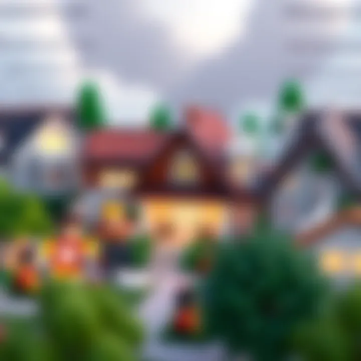 A diverse array of Roblox homes, reflecting the creativity of different players