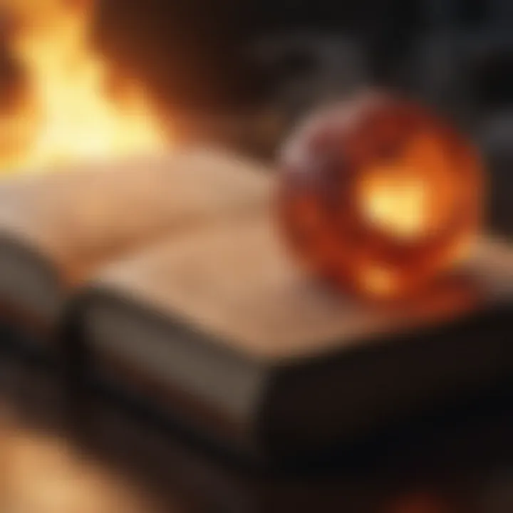 Spellbook with Fireball entry highlighted