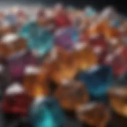 A vibrant depiction of various kyber crystals showcasing their colors and forms.