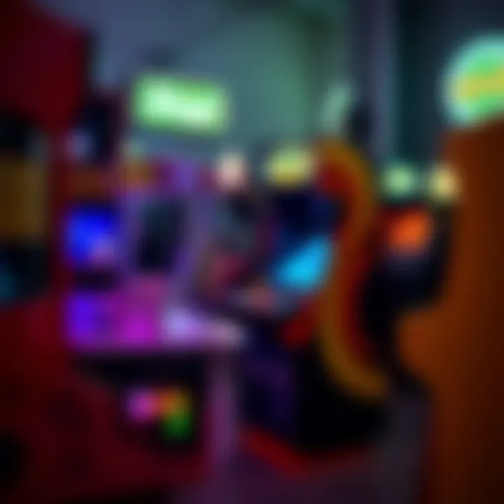 A vibrant selection of arcade machines showcasing classic and modern designs.