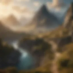 A panoramic view of the mystical realm of Middle-earth showcasing diverse landscapes.