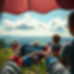 Scenic view of Nintendo Switch games being played outdoors