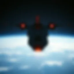 An overview of the massive capital ship navigating through space