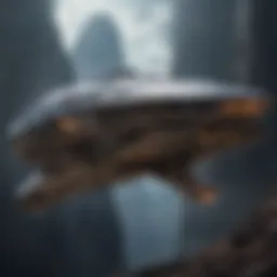 A stunning shot of a new starship from the latest Star Wars film, showcasing advanced design and technology.