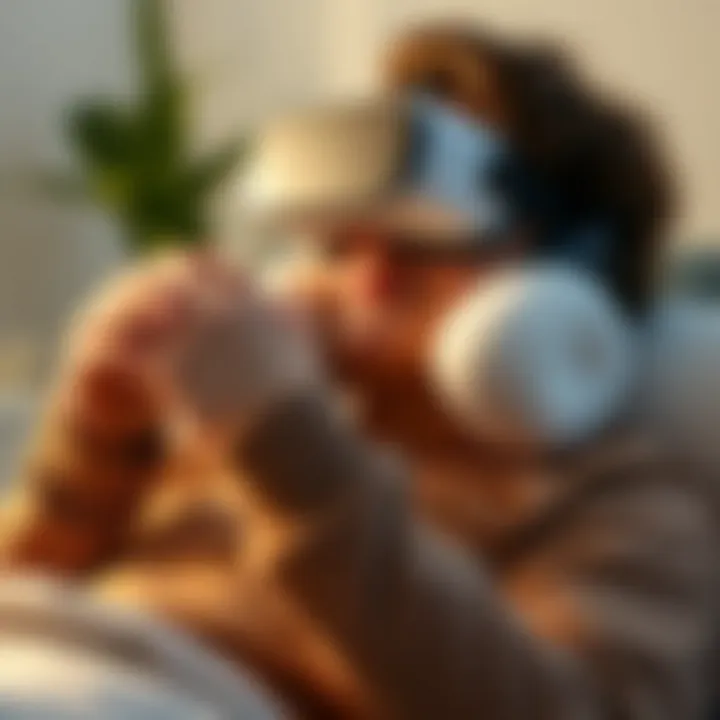 User demonstrating comfort and hygiene of Oculus foam in use