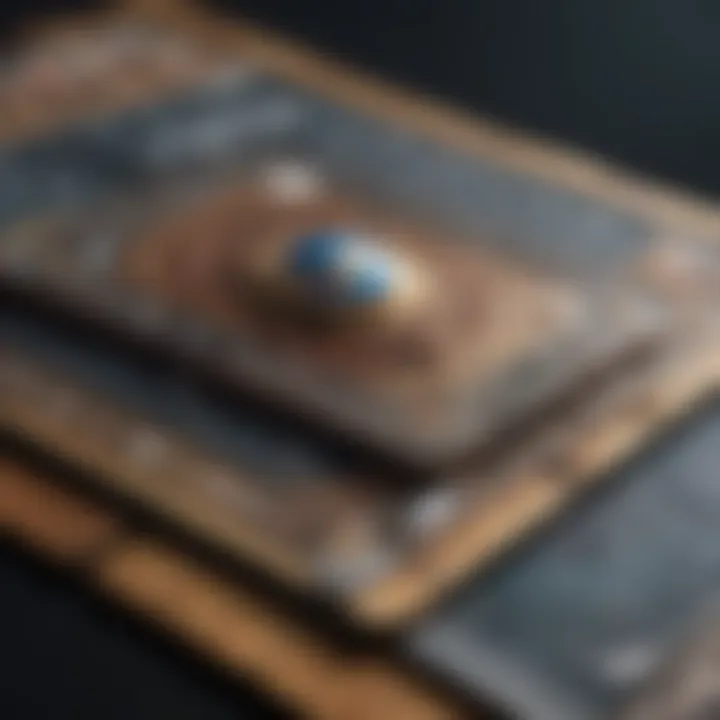 Close-up of intricate card designs showcasing unique mechanics