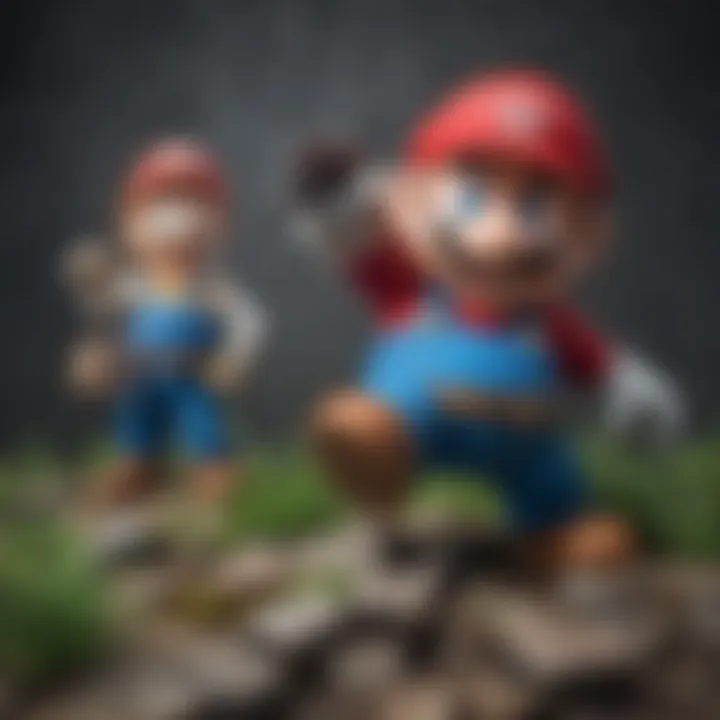 Iconic characters from classic Nintendo games displayed together