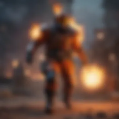 A vibrant depiction of a Pyro character unleashing a fiery attack