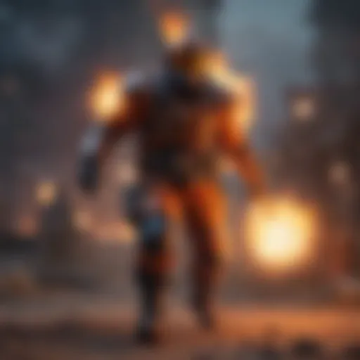 A vibrant depiction of a Pyro character unleashing a fiery attack