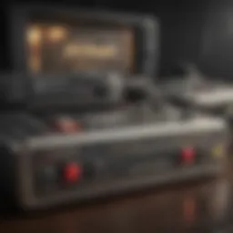 A vintage portable emulator console showcasing its retro design and features.