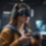 A player immersed in a VR gaming experience on PS4, showcasing the headset and controller.