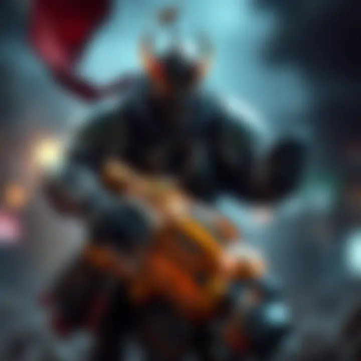 Rogue Warhammer in Competitive Gameplay An artistic rendering of a rogue warhammer in action, illustrating its impact in competitive scenarios