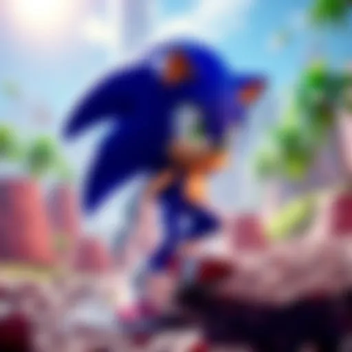 Sonic the Hedgehog in a vibrant gaming landscape