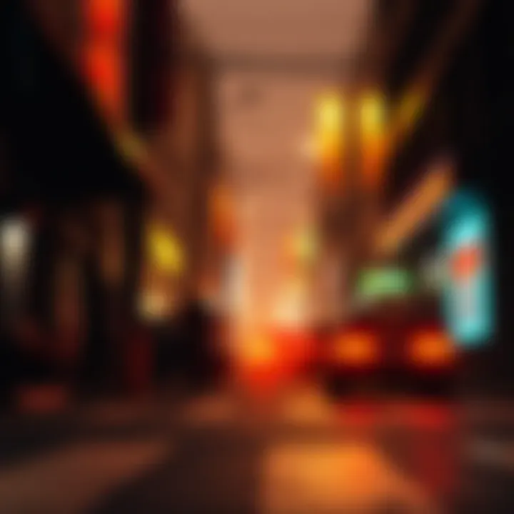 A dynamic street scene depicting the vibrant atmosphere of gangsta games