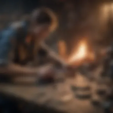 Close-up of an immersive survival gameplay scene featuring crafting and resource management