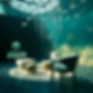 Enchanting Mermaid Furniture in a Tranquil Setting A serene underwater scene featuring mermaid furniture