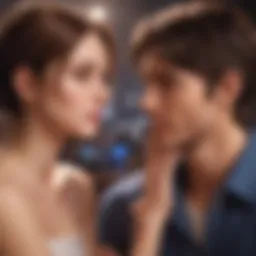 A visually stunning representation of a dating simulator interface showcasing character interactions and choices.