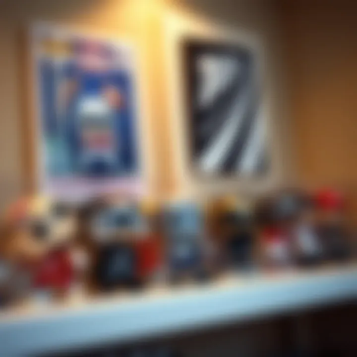 Elegant Display of a Sports Funko Pop Collection A collection of rare sports Funko Pops displayed elegantly on a shelf