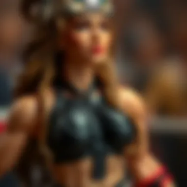 Detail of the artistry in a WWE women's action figure.