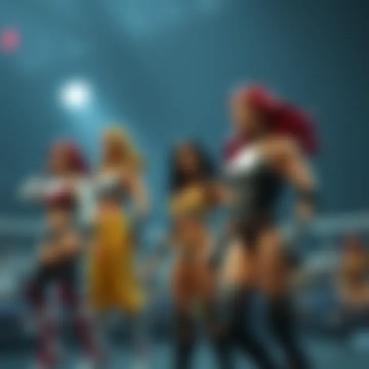 Historical evolution of WWE women's action figures over the years.