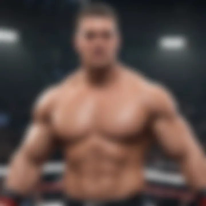 WWE game character showcasing in a dynamic virtual arena.