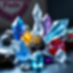 An illustration of various job crystals showcasing their unique designs