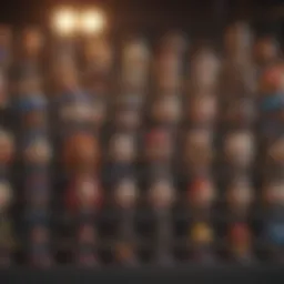 A vibrant collection of various Funko bobbleheads showcasing their unique designs and themes