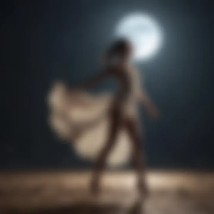 Graceful silhouette of a dancer under the moonlight